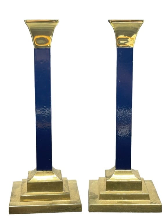 VINTAGE MID MOD VALASAN BRASS CANDLESTICKS 10" (1 of 9)