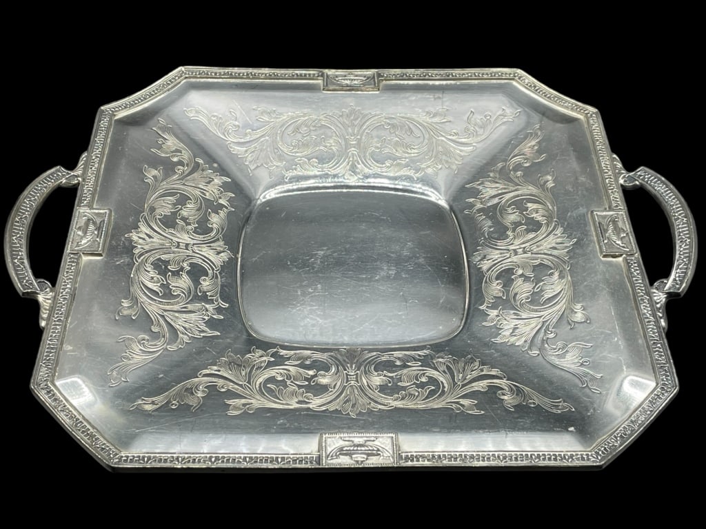 L.B.S. SQUARE NICKEL SILVER SERVING TRAY 11.5" (1 of 3)