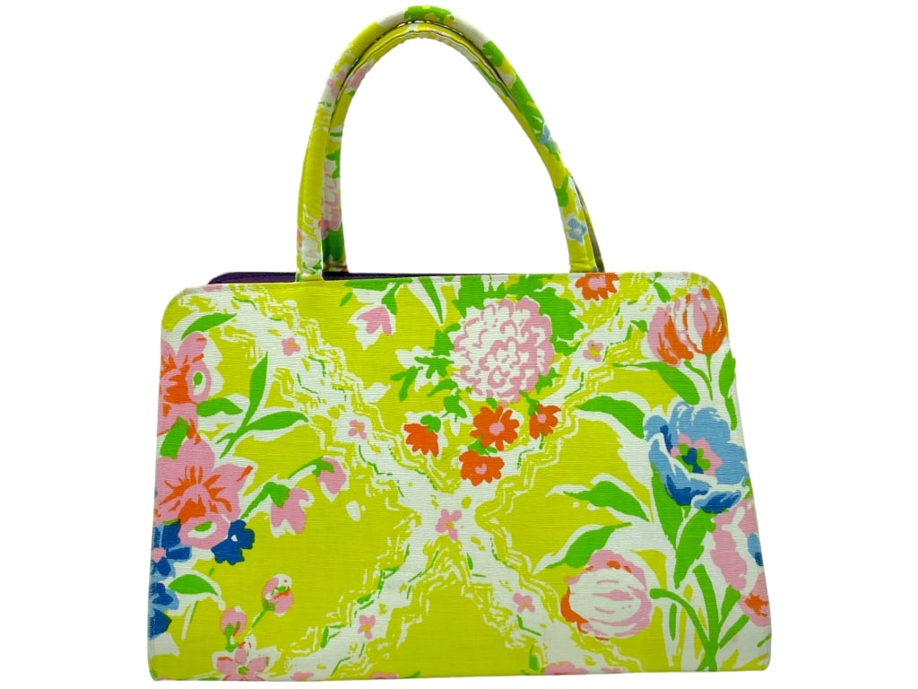 VTG MARGRET SMITH RAINBOW FLORAL PRINT HANDBAG 11" (1 of 8)