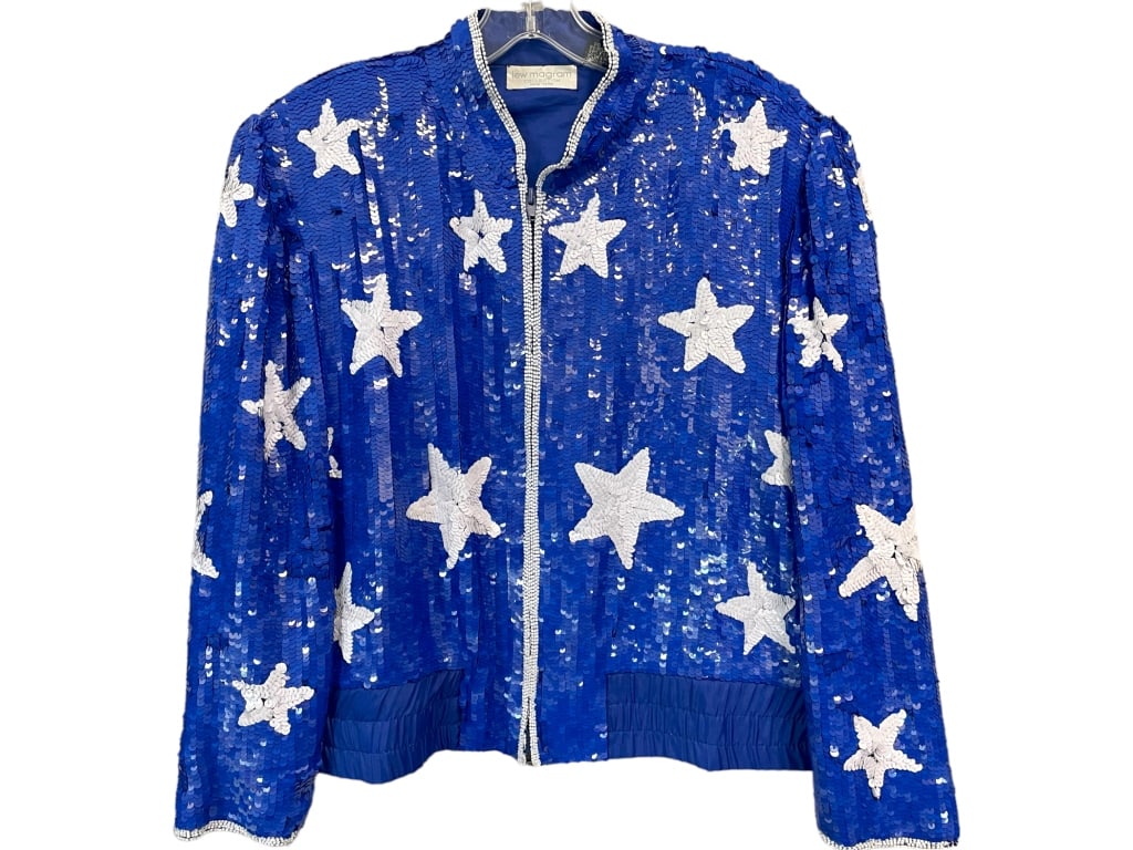 LEW MAGRAM SEQUINED BOMBER JACKET JACKET SZ:S (1 of 6)