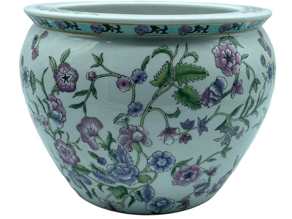 LRG CHINESE STYLE FLOWER POT 12" (1 of 6)