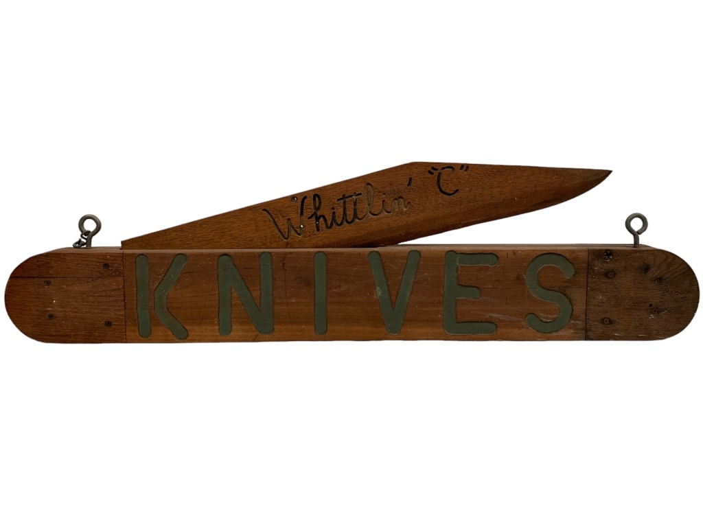 LRG WHITLIN C CARVED WOOD FOLK ART KNIFE SIGN 42" (1 of 4)