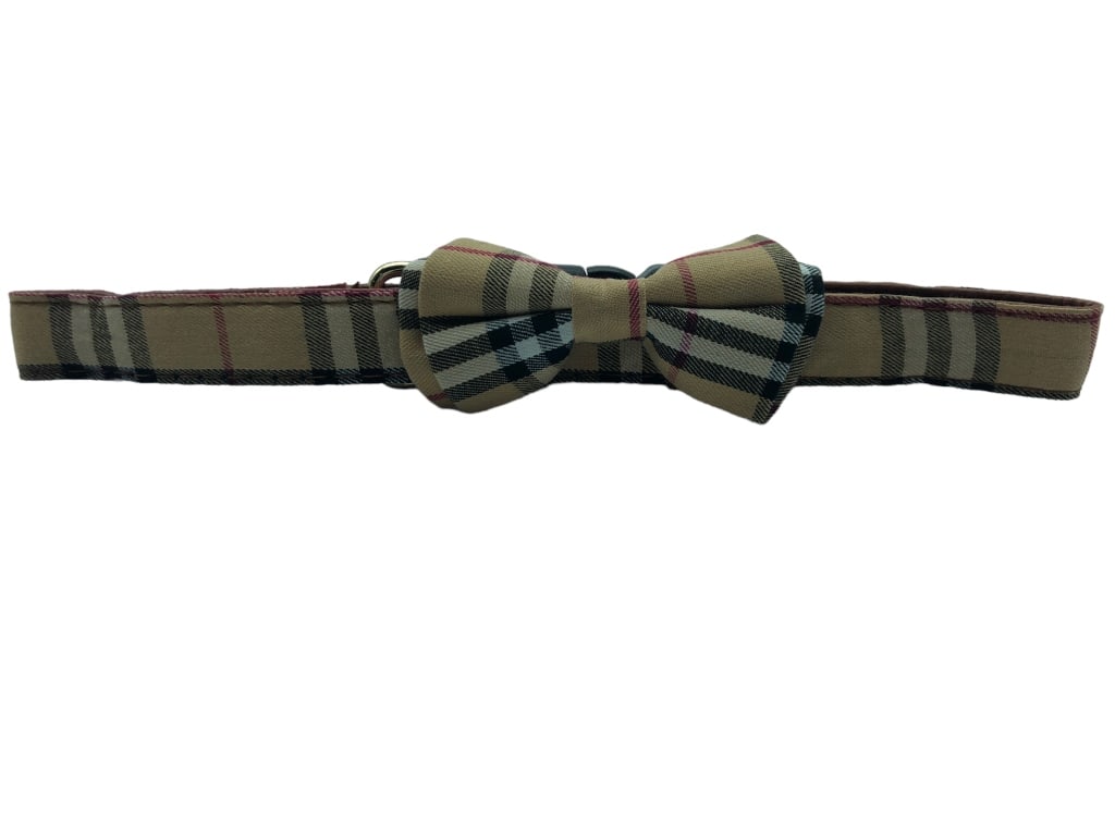 NEW! BARK BY DOG BEIGE PLAID BOW DOG COLLAR SZ M: NEW! BARK BY DOG BEIGE PLAID BOW DOG COLLAR SZ M Bidders may pick up their items from the auction-house or have their items shipped. Appointments are required for local pickups. Same-day appointments 