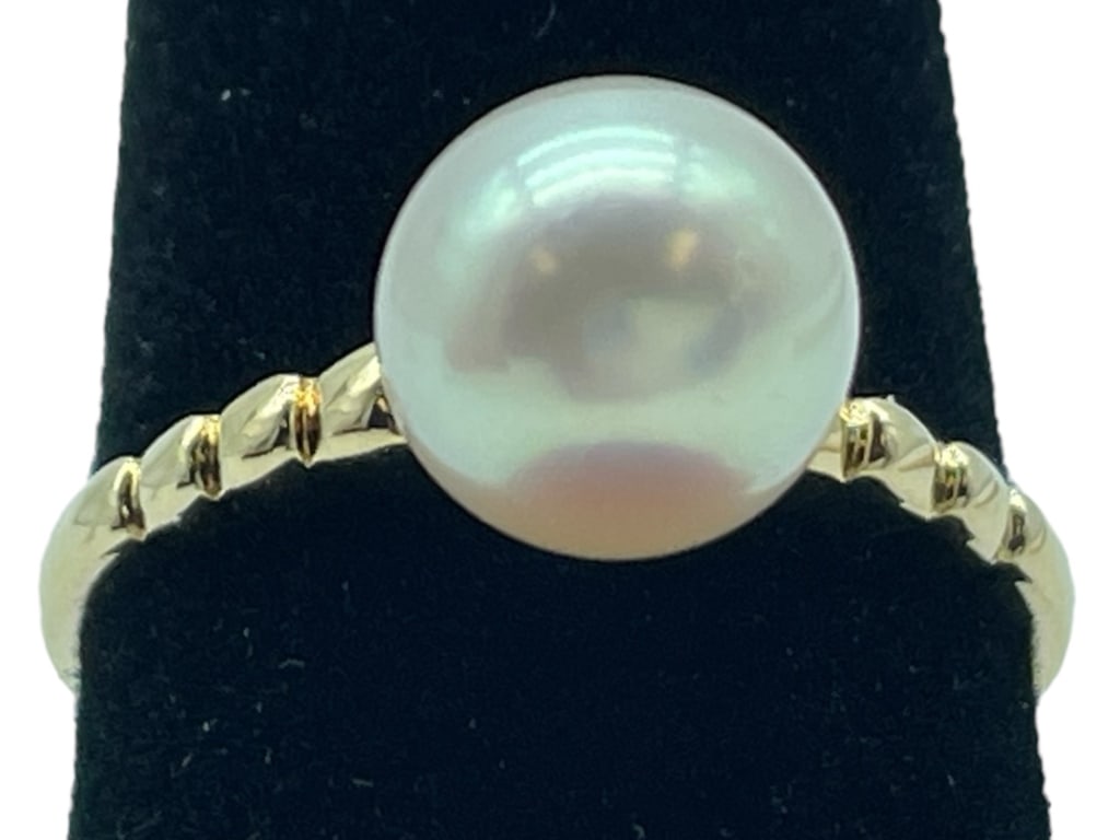 18K GOLD & PEARL RING SZ:5 2g (1 of 4)