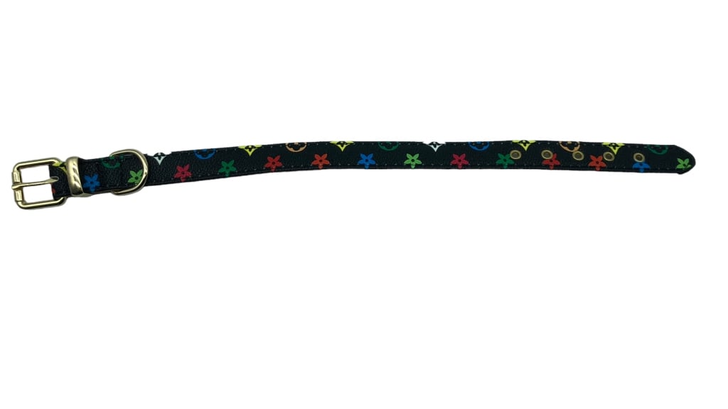 BARK BY DOG BLACK MONOGRAM LEATHER COLLAR (1 of 2)