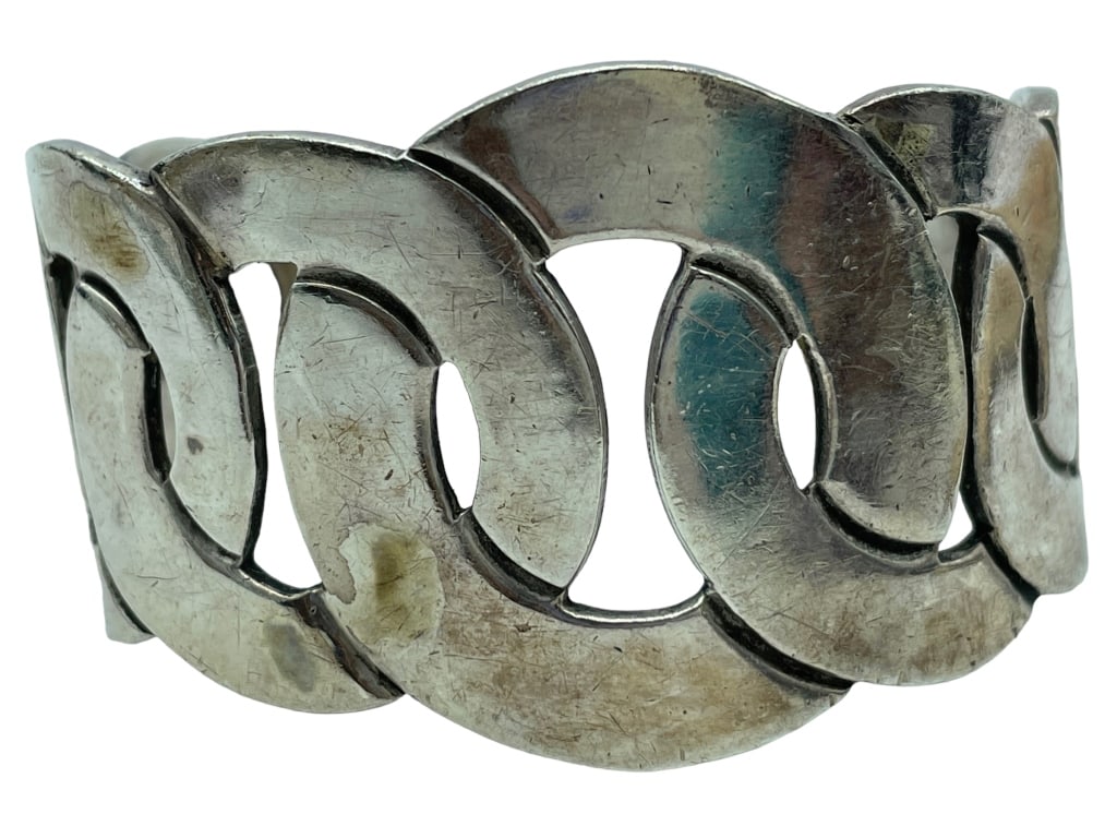 VTG STERLING SILVER OPEN CIRCLE  CUFF BRACELET 57g (1 of 6)