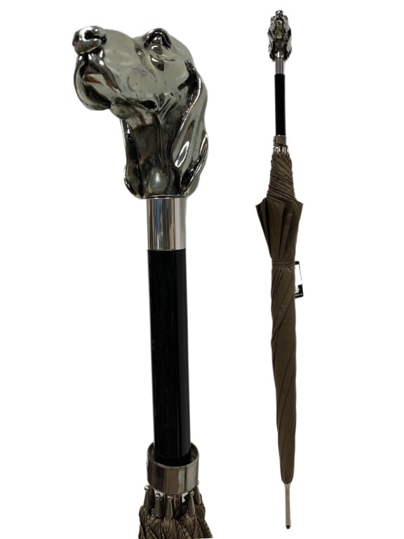 NEW PASOTTI ITALIAN DOG HEAD UMBRELLA 35": -PASOTTI ITALIAN DOG HEAD UMBRELLA -LEGNTH: 35" -NEW-JR SR BAC COR 11/03