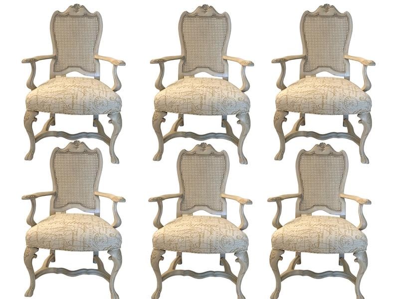 6 FRENCH PROVINCAL DINING ROOM ARM CHAIRS (1 of 2)