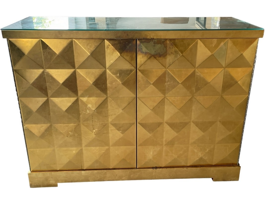 BAKER FURNITURE DIAMOND GOLD LEAF CABINET 49" (1 of 12)