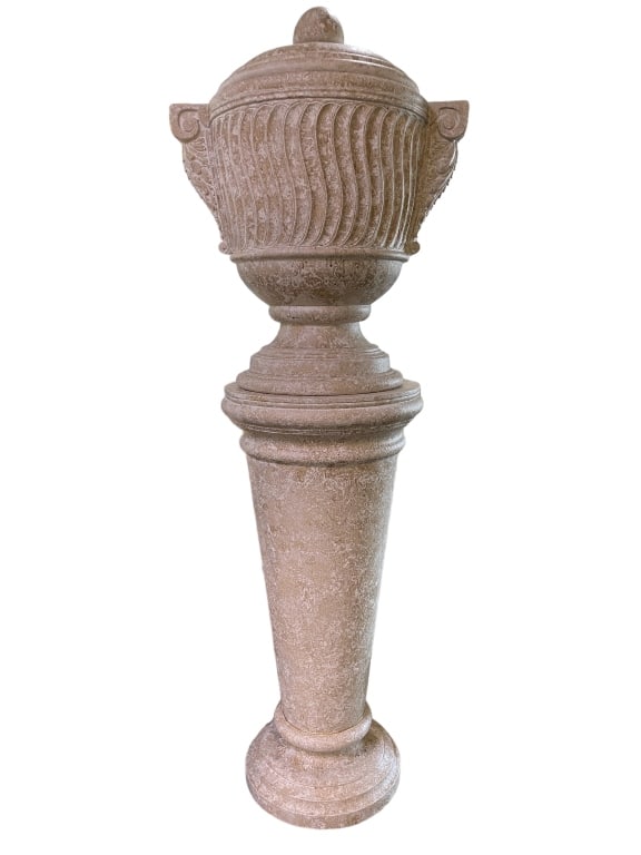 TALL FAUX STONE COLUMN STYLE PLANT STAND & URN 87" (1 of 10)