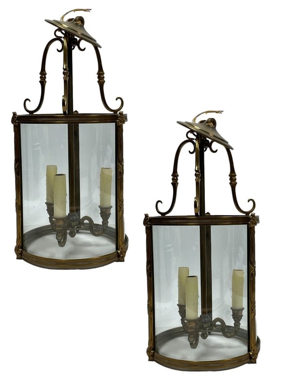 NEOCLASSICAL BRASS LANTERN HANGING PENDANT LIGHTS (1 of 6)