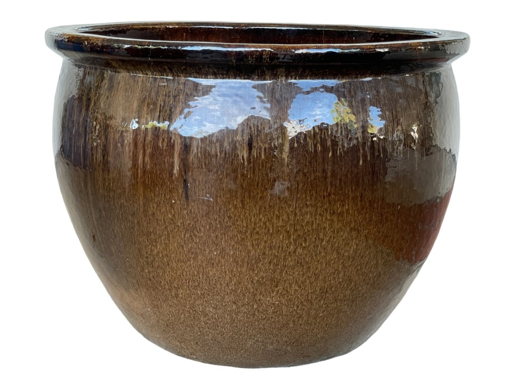 LARGE CERAMIC GLAZED OUTDOOR PLANTER 25.5" (1 of 5)