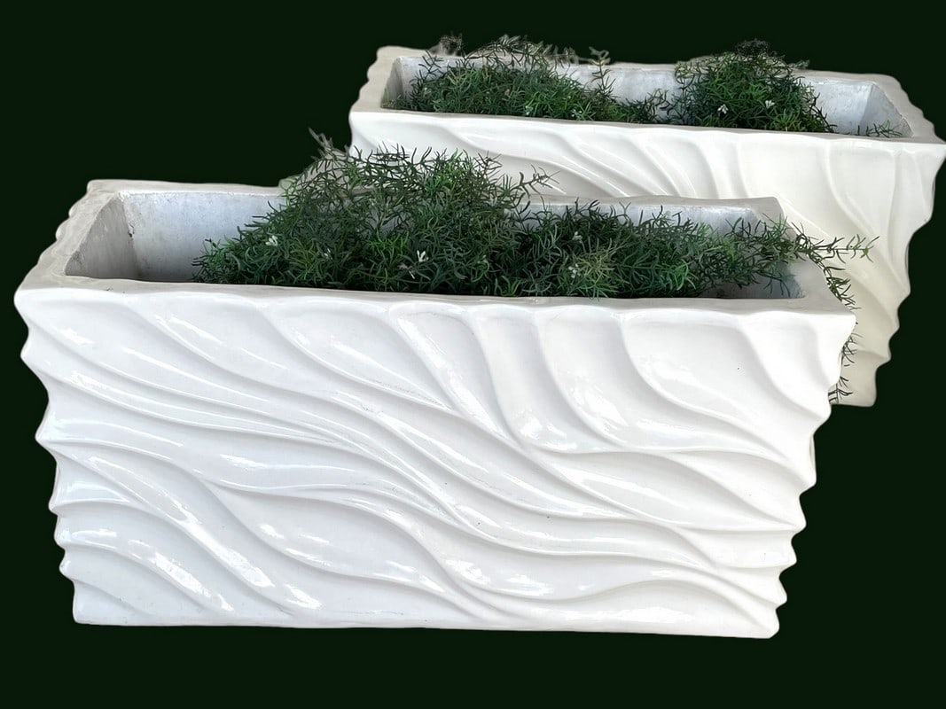 POST MODERN CONTEMPORARY WHITE WAVE PLANTERS 31" (1 of 6)