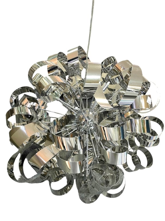 LARGE MODERN CHROME CHANDELIER 32" (1 of 7)