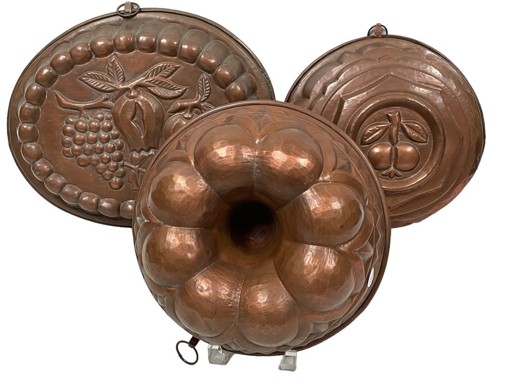 3 VINTAGE HEAVY COPPER ITALIAN BAKE MOLDS 10" (1 of 10)