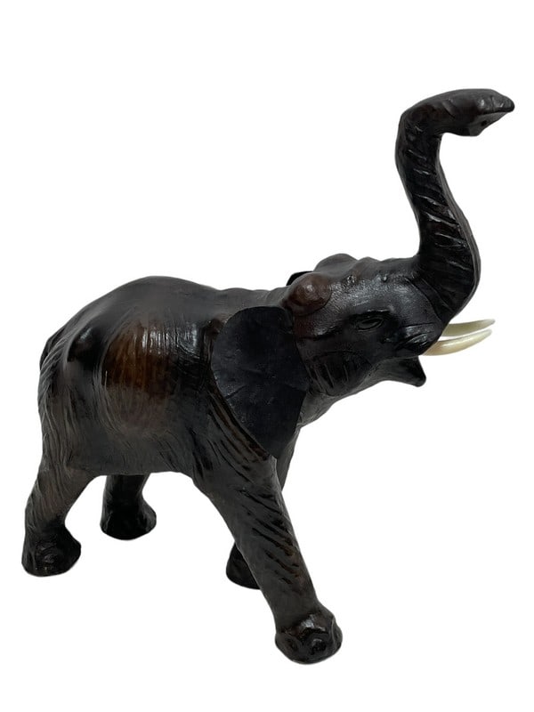 VINTAGE LEATHER WRAPPED ELEPHANT 15" (1 of 6)