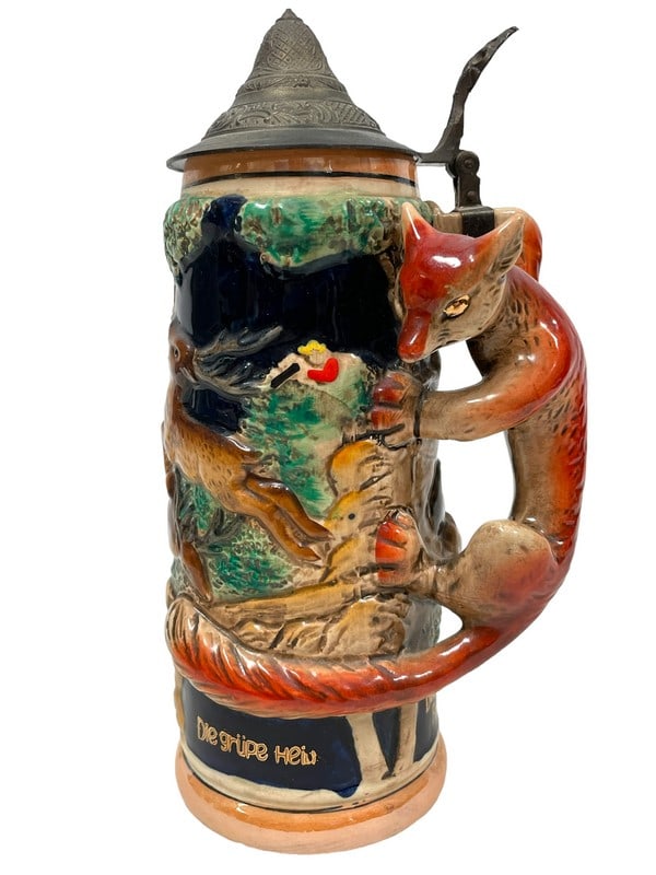 VINTAGE GERMAN MUSICAL BEER STEIN 10": VINTAGE GERMAN MUSICAL BEER STEIN | VINTAGE HOME BAR DECOR BEIR GARDEN-VERY GOOD WORKING CONDITION-DP11923