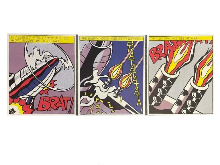 SIGNED ROY LICHTENSTEIN AS I OPENED FIRE TRIPTYCH (1 of 18)