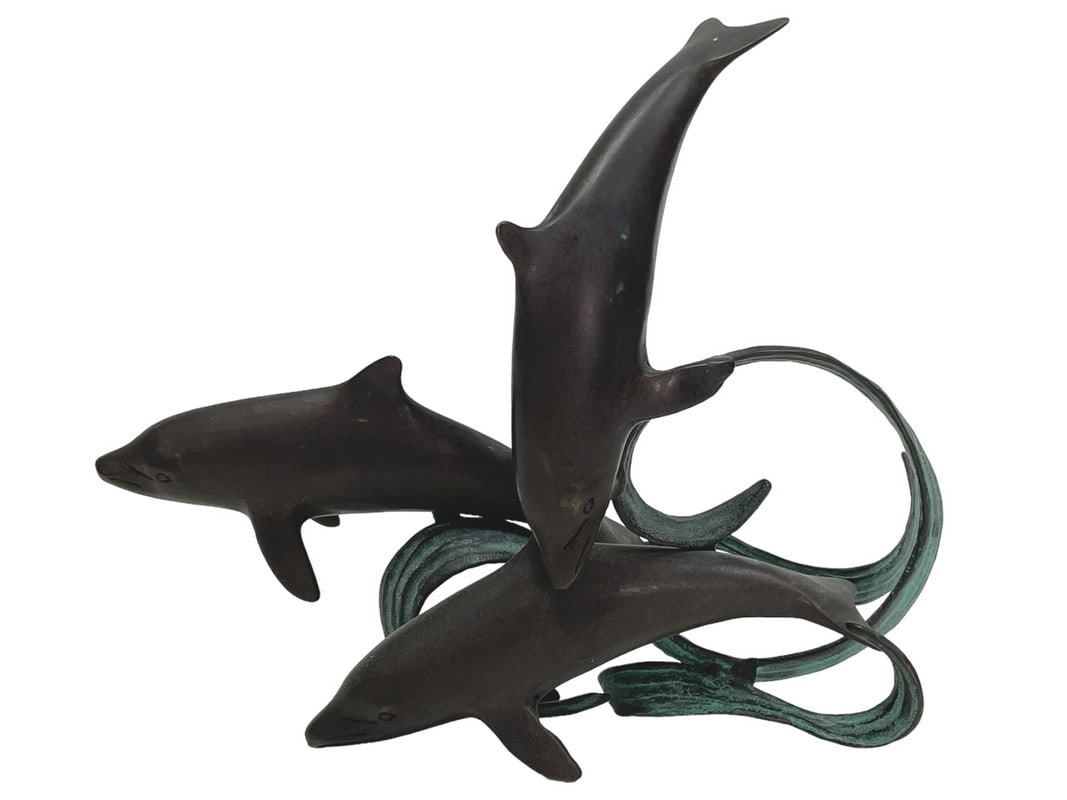 SPI BRONZE RIBBON REEF DOLPHINS SCULPTURE 9" (1 of 6)
