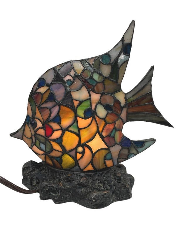 TIFFANY STYLE STAINED GLASS FISH LAMP 10" (1 of 6)