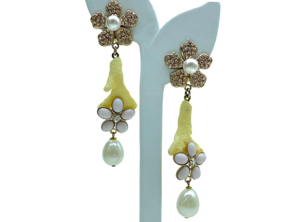 NEW PHILIPPE FERRANDS PEARL & CORAL EARRINGS $345 (1 of 3)