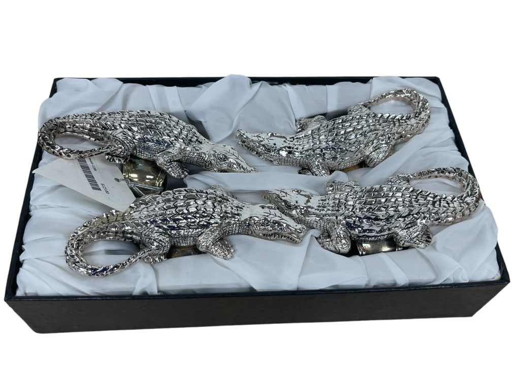 VTG HANS TURNWALD SET OF 4 ALLIGATOR NAPKIN RINGS: VTG HANS TURNWALD SET OF 4 ALLIGATOR NAPKIN RINGS