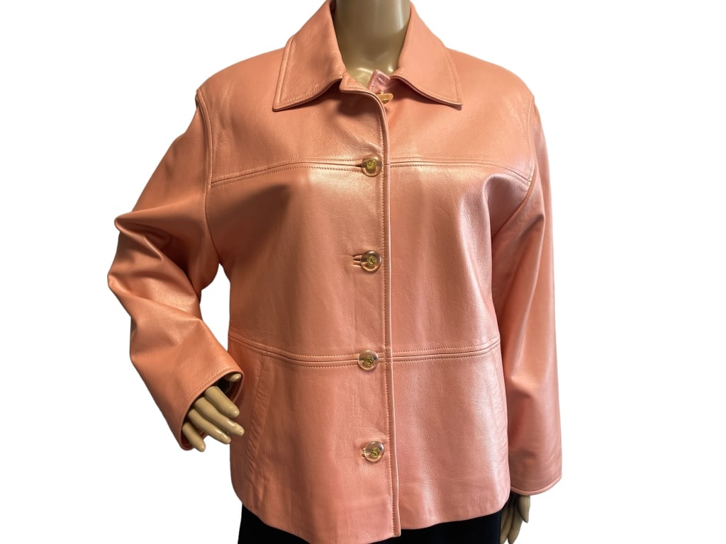 ST. JOHN SALMON LEATHER JACKET SX L (1 of 2)