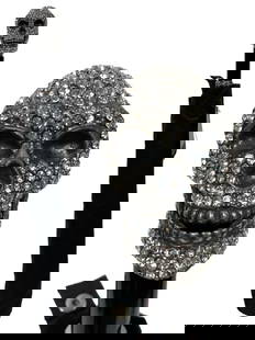 NWT PASOTTI UMBRELLA W SWAROVSKI SKULL HANDLE 18": NWT! PASOTTI OMBRELLI SWAROVSKI SKULL COLLAPSIBLE UMBRELLA WITH SWAROVSKI ELEMENTS | EDGY LUXURY ACCESSORIES PALM BEACH-37" LENGTH / 43" DIAMETER OPEN ( COLLAPSES TO 18")-AUTOMATIC OPEN-MADE IN ITALY-