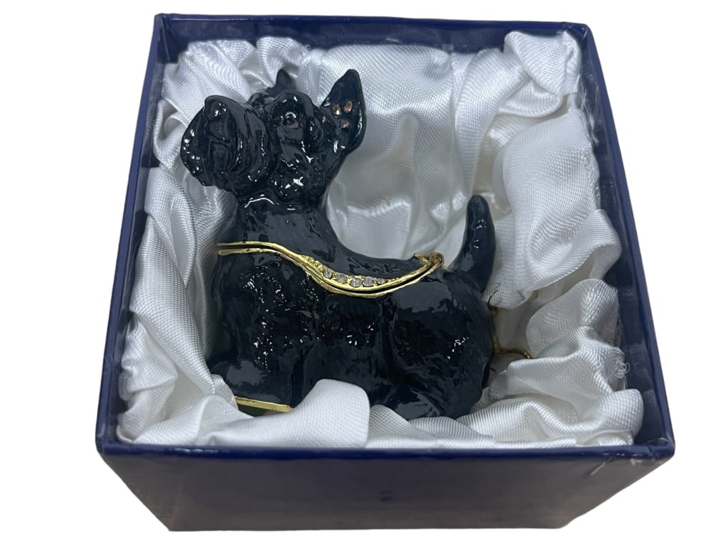 SCOTTIE DOG TRINKET BOX W/ MATCHING NECKLACE NIB D (1 of 3)