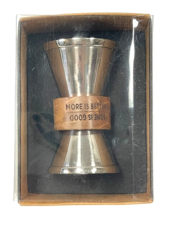 NEW! TWO'S COMPANY DOUBLE SIDED WHISKEY JIGGER (1 of 4)