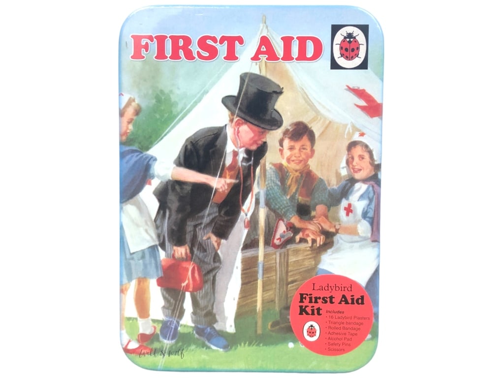 WILD & WOLF LADYBIRD ARCHIVE FIRST AID KIT $16.50: - WILD & WOLF LADYBIRD ARCHIVE FIRST AID KIT $16.50 - NEW IN BOX- INCLUDES BANDAGES, SAFETY PINS, SCISSORS, ALCOHOL PAD, AND 16 PLASTERS- GF 11/21/23 Bidders may pick up their items from the auction-h