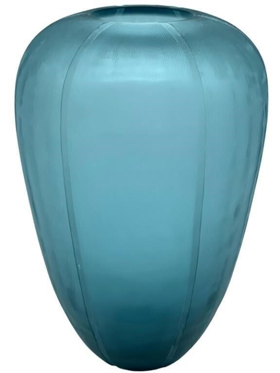 DONNA KARAN GUAXS FOR LENOX ART GLASS VASE 10": DONNA KARAN GUAXS FOR LENOX ART GLASS VASE-10" X 6" DIAMETER APPROX-GOOD PRE OWNED CONDITION-DP51023BTQWIN RL