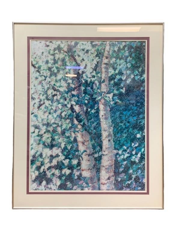 BIRCH TREE SPRING SCENE LARGE PRINT WALL ART 39" (1 of 3)