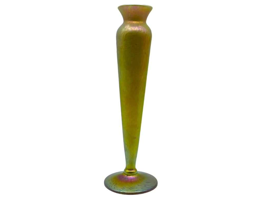 LUNBURG STUDIOS FAVRILE STYLE IRIDESCENT BUD VASE (1 of 4)