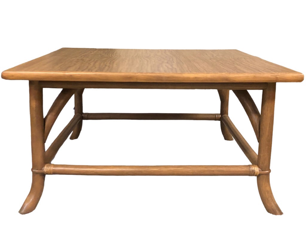 MID MOD BAMBOO RATTAN COFFEE TABLE 30" (1 of 6)