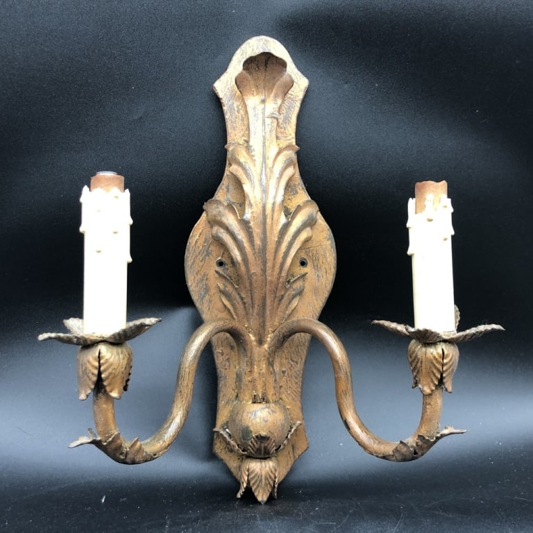 DOUBLE CANDLE ELECTRIC SCONCES SET OF 4 (1 of 5)