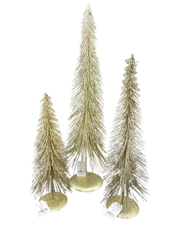 SET OF THREE GILDED GOLD CHRISTMAS TREES NWT (1 of 1)