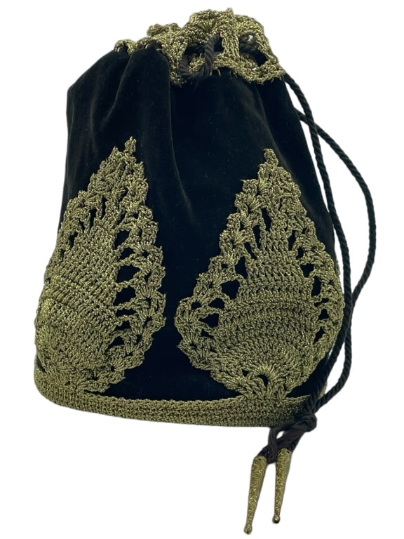 BLACK & GOLD EMBROIDERED POLTI HANDBAG 8": -BLACK & GOLD EMBROIDERED POLTI HANDBAG -VERY GOOD CONDITION -JR SR 10/11