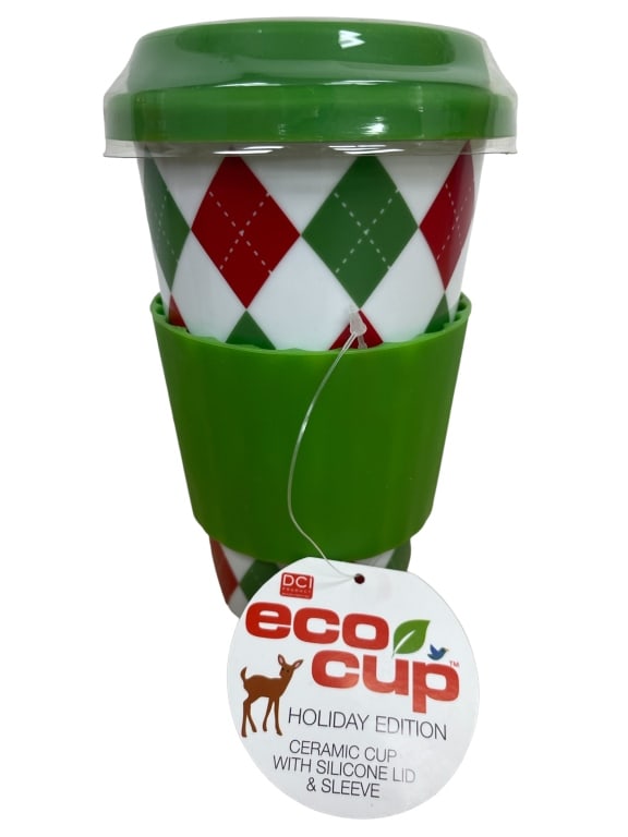 ECO CUP HOLIDAY EDITION CERAMIC CUP: ECO CUP HOLIDAY EDITION CERAMIC CUP -KEEPS HOT OR COLD-6"
