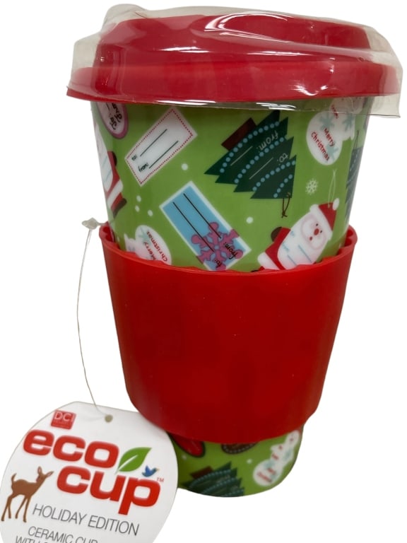 ECO CUP HOLIDAY EDITION CERAMIC CUP: ECO CUP HOLIDAY EDITION CERAMIC CUP -KEEPS HOT OR COLD-6"