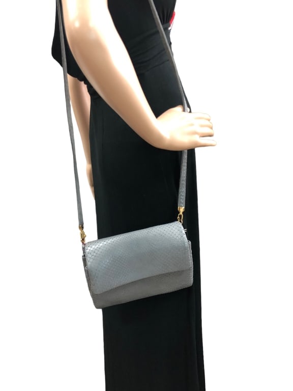 NWT LALO GREY SNAKESKIN CLUTCH $1400 (1 of 7)