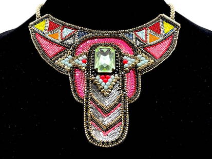 NEW!! BUBA LONDON STATEMENT NECKLACE 10" $485: -NEW!! A LONDON STATEMENT NECKLACE 10" -Stunning statement necklace with Swarovski crystals, Japanese glass beads, precious stones and a gold plated chain. This beautiful design is hand embroidered in