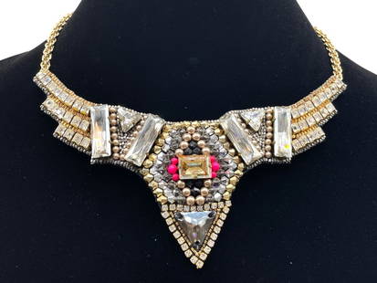 NEW!! BUBA LONDON STATEMENT NECKLACE 10" $485: -NEW!! A LONDON STATEMENT NECKLACE 10" -Stunning statement necklace with Swarovski crystals, Japanese glass beads, precious stones and a gold plated chain. This beautiful design is hand embroidered in