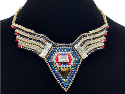 NEW!! BUBA LONDON STATEMENT NECKLACE 10" $485: -NEW!! A LONDON STATEMENT NECKLACE 10" $485 -Stunning statement necklace with Swarovski crystals, Japanese glass beads, precious stones and a gold plated chain. This beautiful design is hand embroider