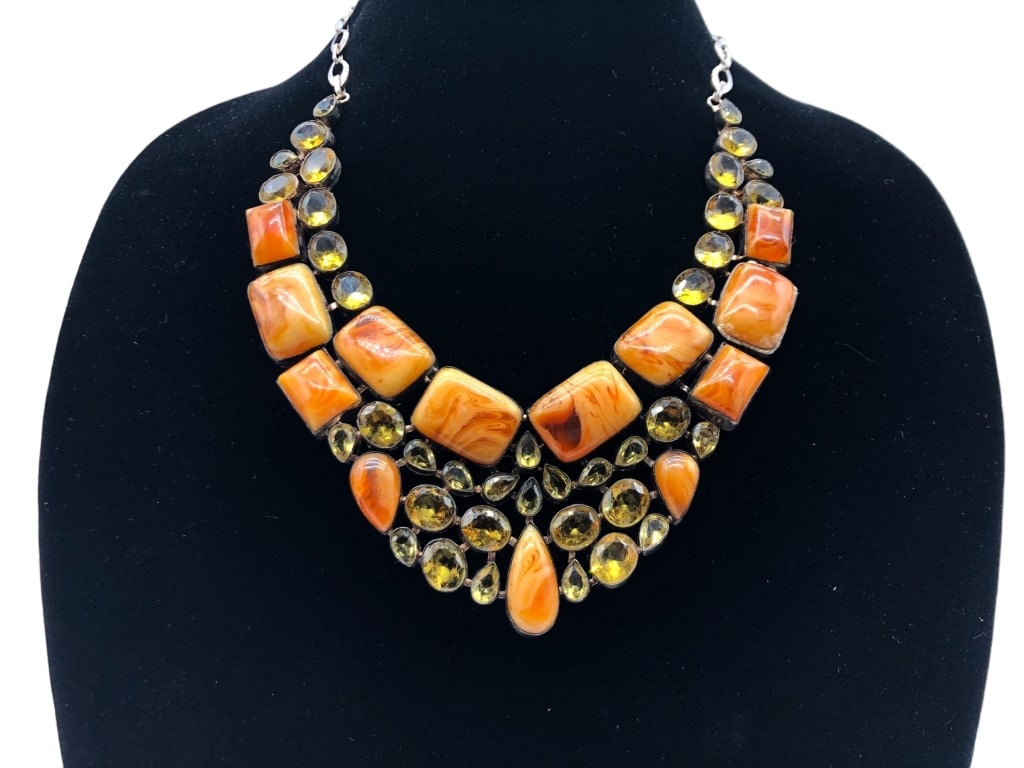 NEW! AMBER & CRYSTAL STATEMENT NECKLACE (1 of 4)