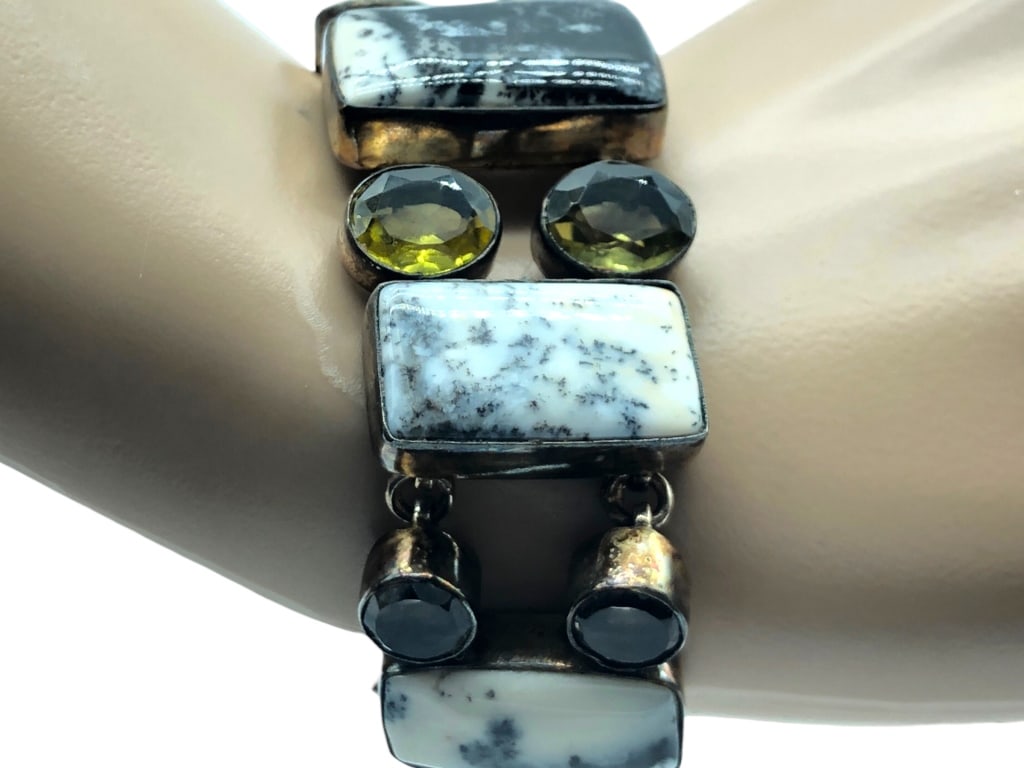 VTG DENDRITE AGATE AND CRYSTAL BRACELET (1 of 4)