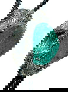 NAVAJO STERLING SILVER AND TURQUOISE BOLO TIE: NAVAJO STERLING SILVER AND TURQUOISE BOLO TIE -SMOOTH POLISHED TURQUOISE-96.8 TOTAL G-BOX 7