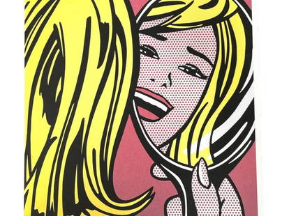 ROY LICHTENSTEIN LEO CASTELLI LITHOGRAPH PRINT 20": ROY LICHTENSTEIN / LEO CASTELLI GIRL WITH MIRROR LITHOGRAPH PRINT-SIGNED IN PLATE PENCIL NUMBERED-20" X 14" APPROX-STAMPED ON BACK-VERY GOOD PRE OWNED CONDITION-DP112823