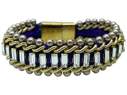 NEW!! BUBA LONDON CROCHET CRYSTAL BRACELET 3": -NEW!! BUBA LONDON CROCHET CRYSTAL BRACELET-Stunning crochet bracelet embroidered with Swarovski crystals and Japanese glass bead. The design is hand embroidered with a gold plated trim and fastened u