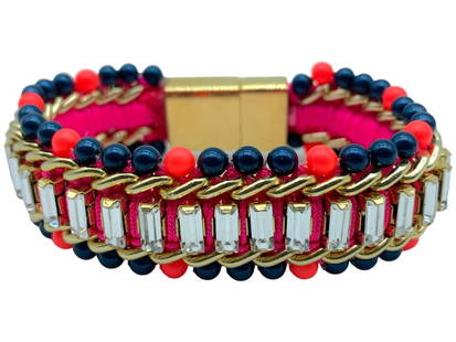 NEW!! BUBA LONDON CROCHET CRYSTAL BRACELET 3" $205: -NEW!! BUBA LONDON CROCHET CRYSTAL BRACELET-Stunning crochet bracelet embroidered with Swarovski crystals and Japanese glass bead. The design is hand embroidered with a gold plated trim and fastened u